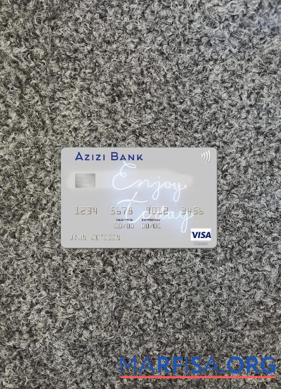 Blank Afghanistan Azizi Bank visa card photolook front real example